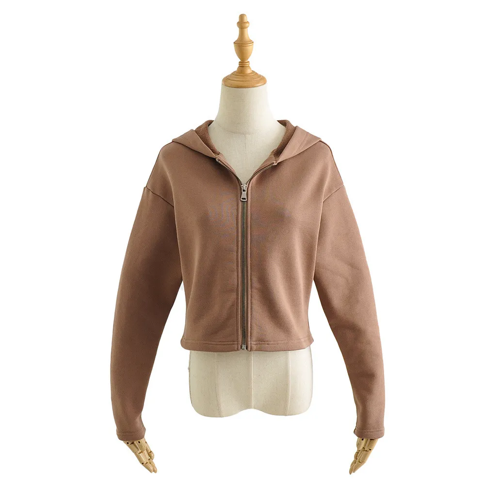 Ladies Long Sleeve Hooded Sweatshirt - Khaki
