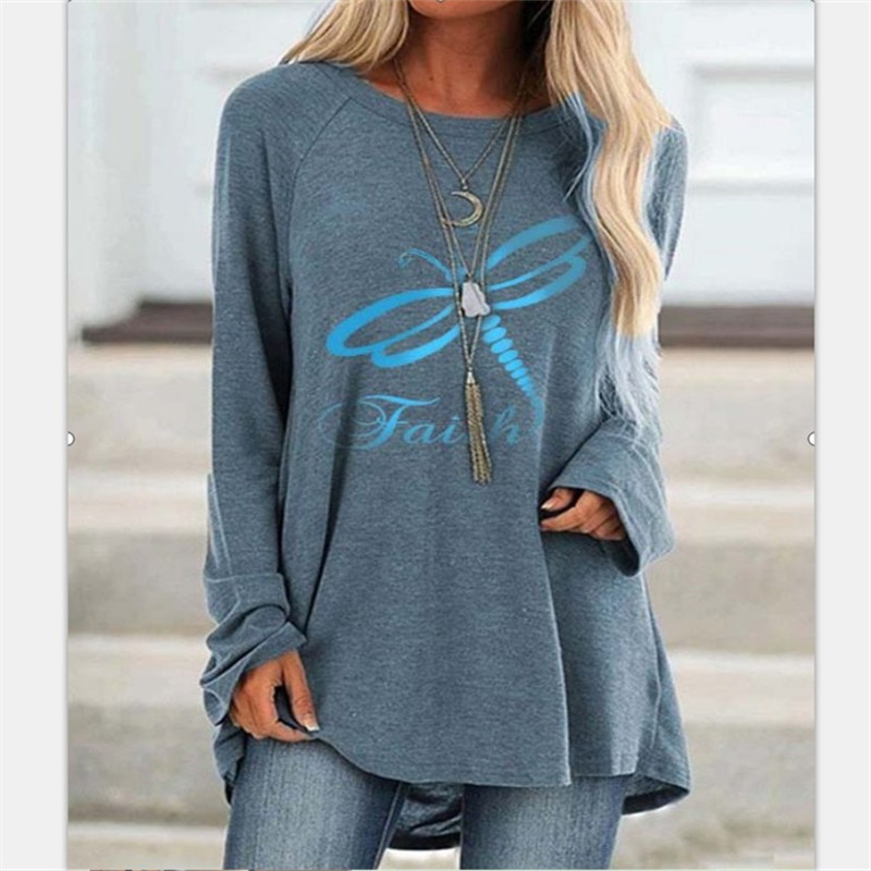 Women's animal dragonfly print casual T-shirt