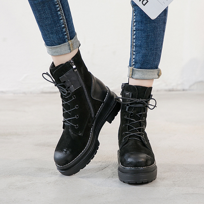 Martin boots female British style Korean style wild thick heel