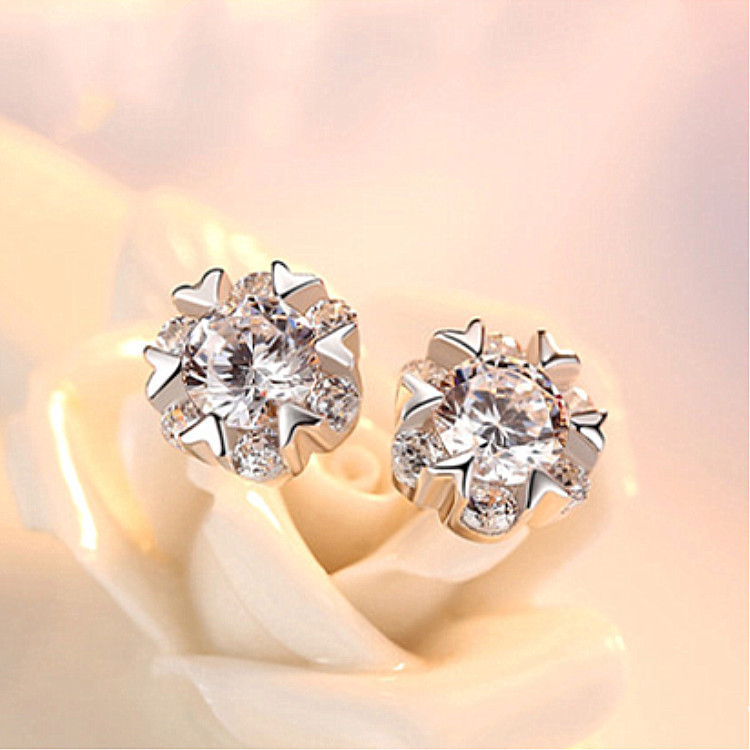 Sterling Silver Snowflake Stud Earrings