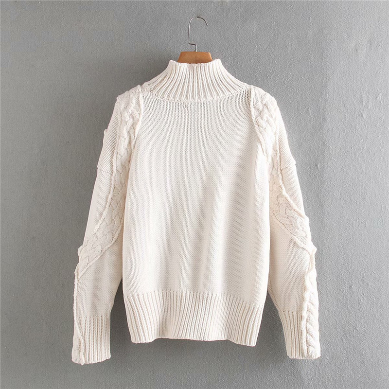 Ladies high neck eight-strand knitted sweater