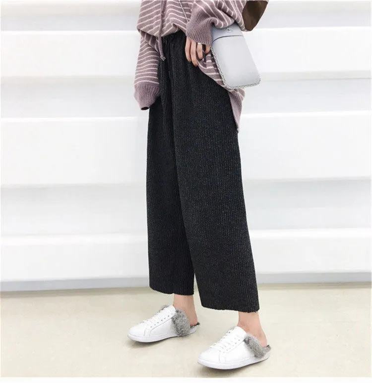 Net celebrity two-piece knitted casual suit - Black