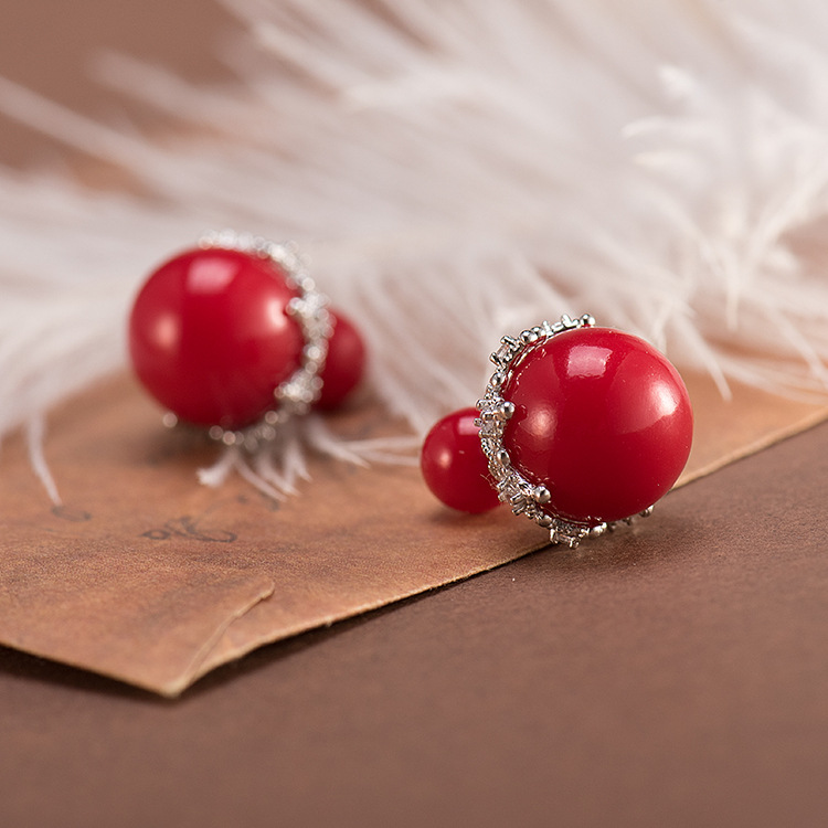 Diamond inlaid fashion Ball Earrings