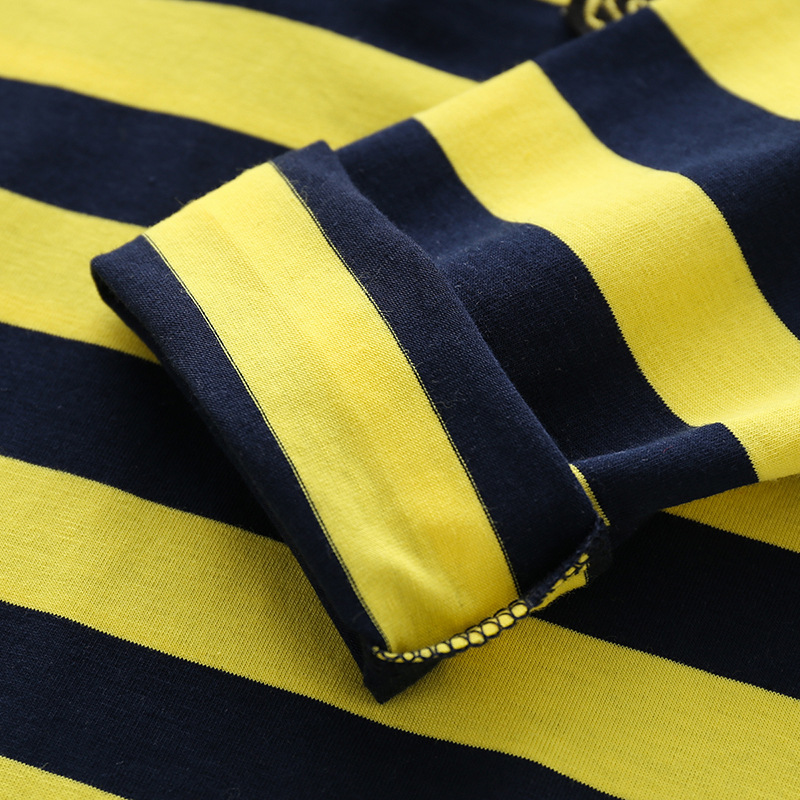 Spring and autumn striped long sleeve polo shirt — view 5