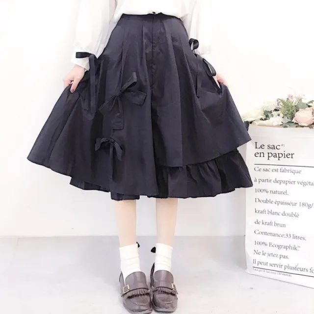 Irregular large skirt A line skirt Black - Shop at LoveMi