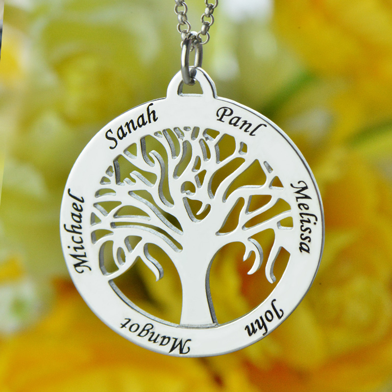 DIY custom family tree of life English alphabet necklace
