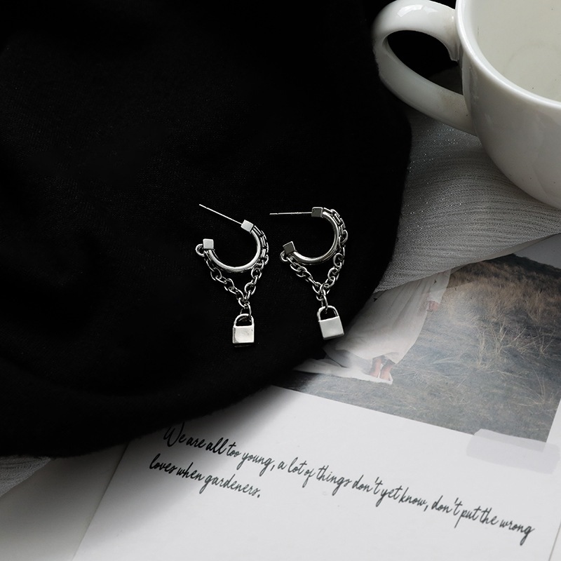 Lock design creative personalized Chain Earrings