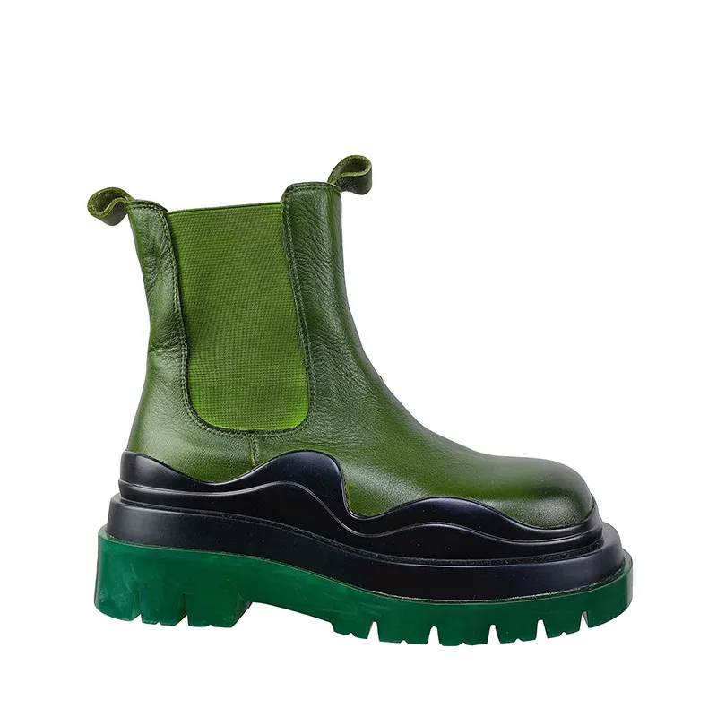 Medium tube block heel Martin boots - Green