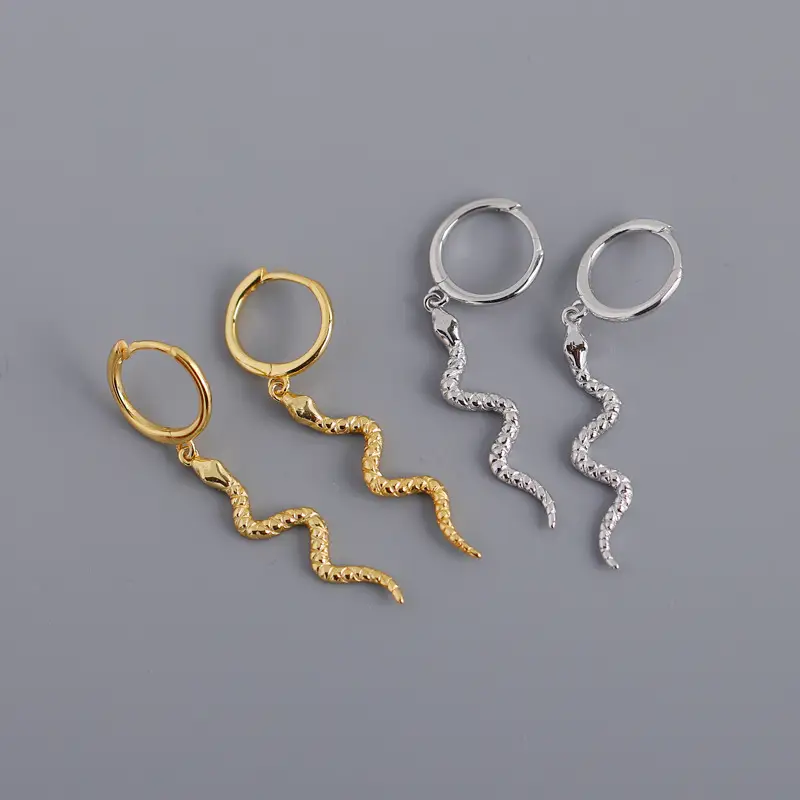 Snake shaped sterling silver stud earrings