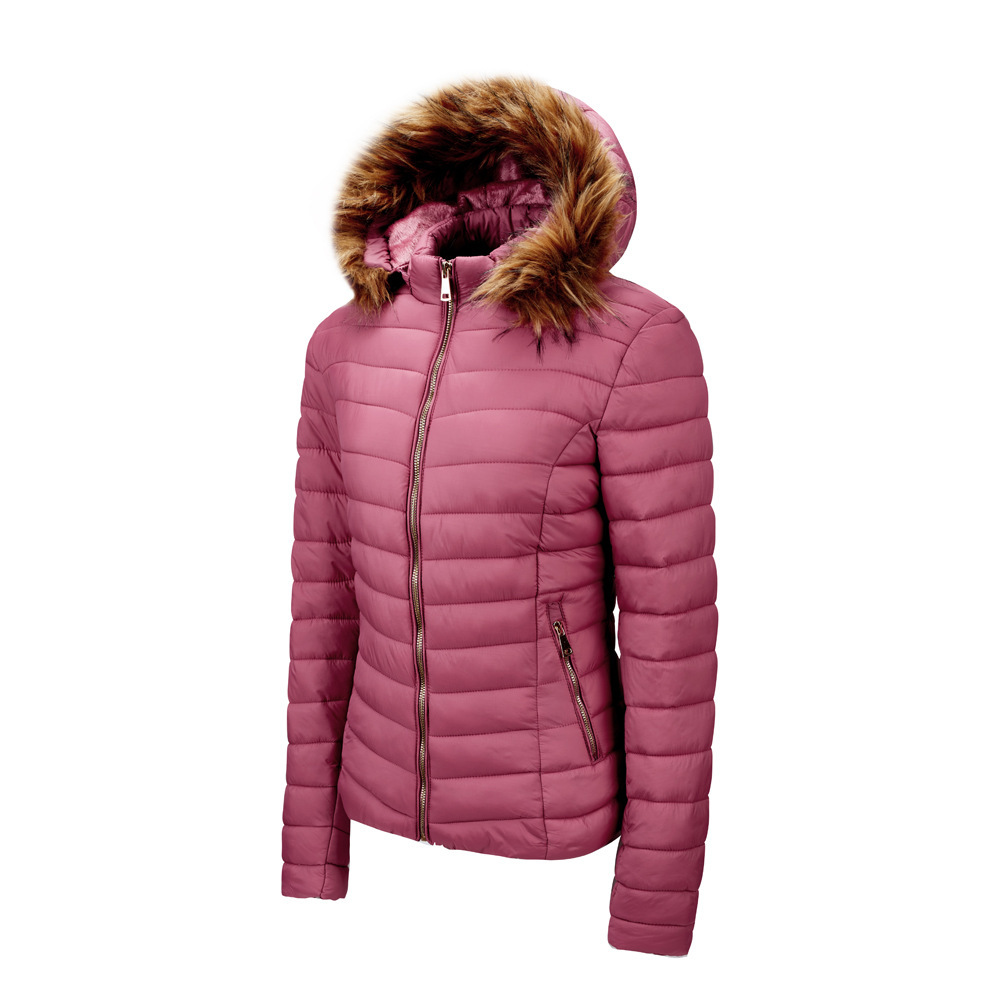 Women's fur collar cotton hooded jacket