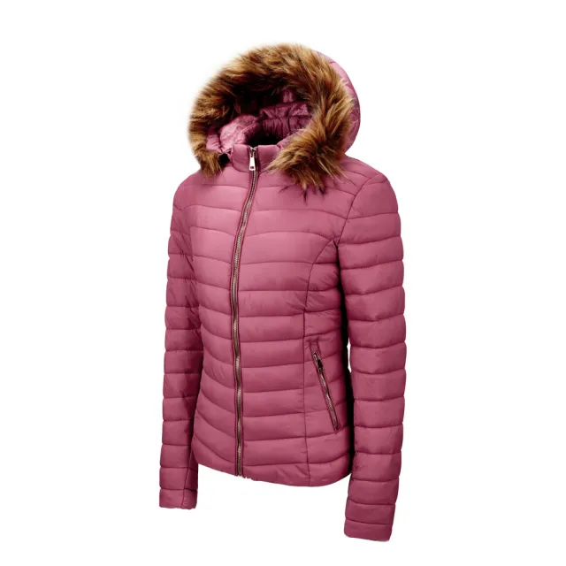 Women's fur collar cotton hooded jacket Red - Shop at LoveMi