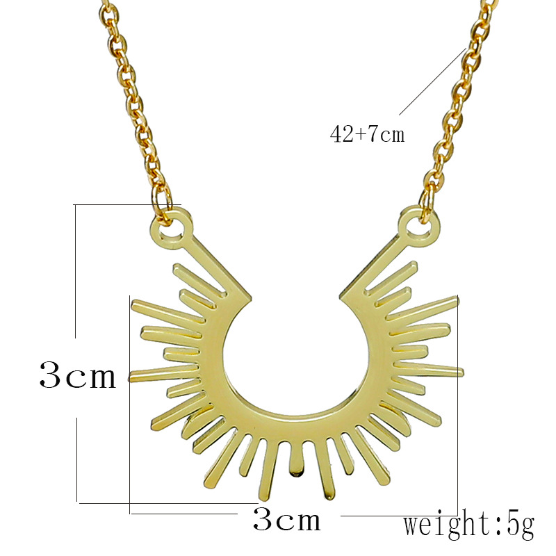 Classic semicircle sun flower pendant necklace