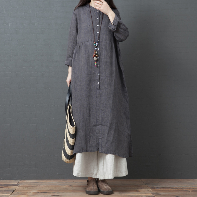 Irregular design of cotton and linen mid-length skirt