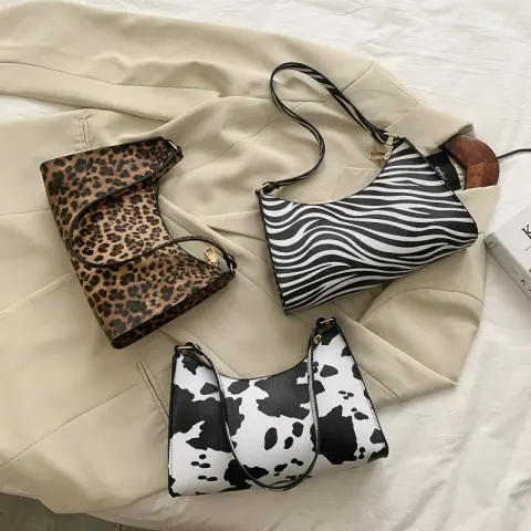 Fashion Striped Spotted Niche Handbags Leopard Print Underarm Bag