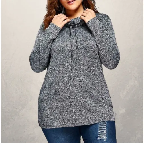 Long sleeve solid color women's casual top Grey - Shop at LoveMi