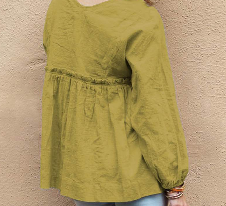 Women's long sleeve V-neck collar T-shirt
