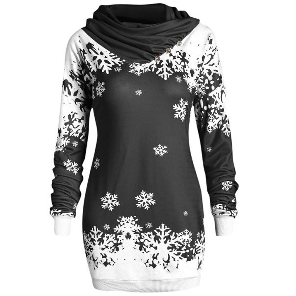 Christmas scarf collar long sleeve printed sweater