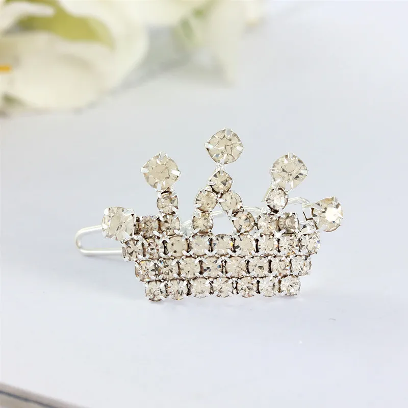 Rhinestone Crown Hairpin Children's Hair Accessories - White