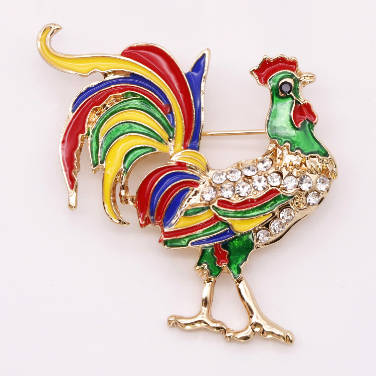 Alloy Rooster Brooch
