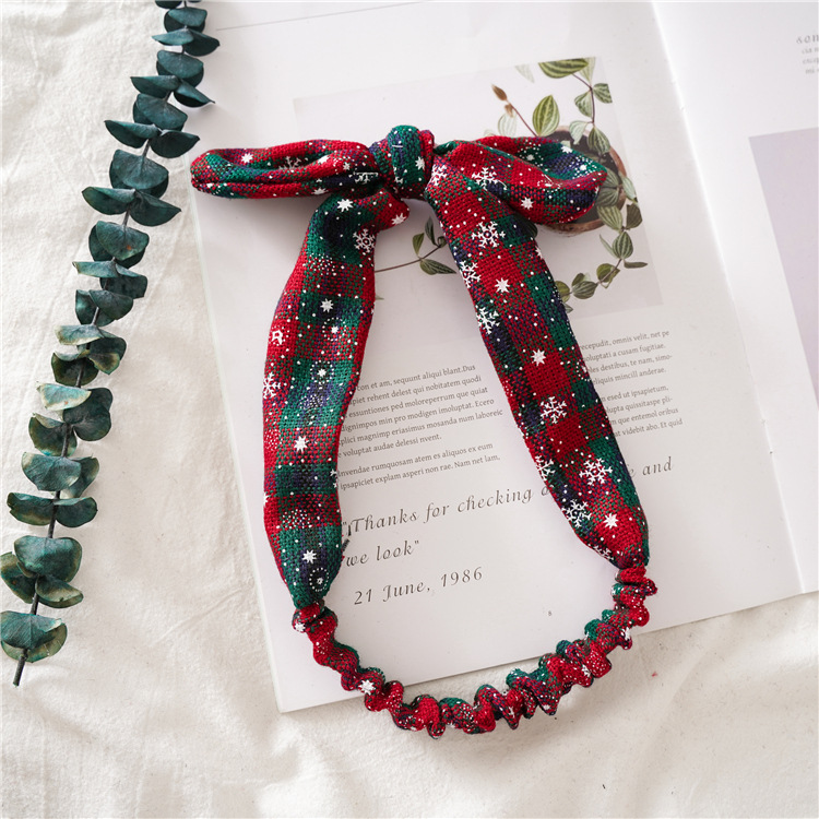 Christmas headband ladies elastic rabbit ears headband Wine Red - Shop at LoveMi