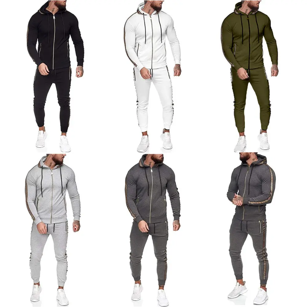 Men's Sports Suit Solid Color Casual Wear with Hood