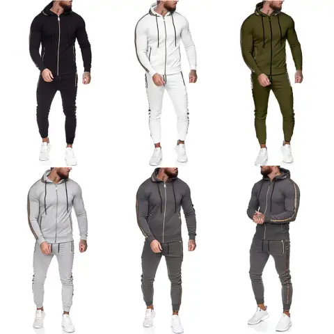 Men's Sports Suit Solid Color Casual Wear with Hood