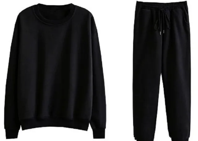 Plush thick two piece loose trousers suit Black - Shop at LoveMi