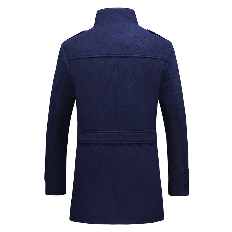 Leisure in long trim clip cotton stand collar coat