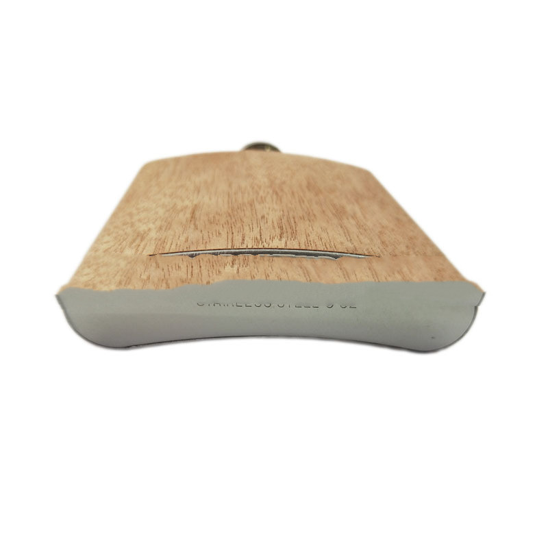 Veneer wood grain stainless steel hip flask small hip flask