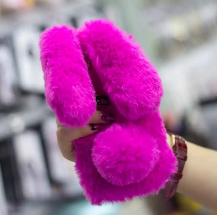Fluffy Bunny Rabbit Fur Silicone Phone Cases — foto 2