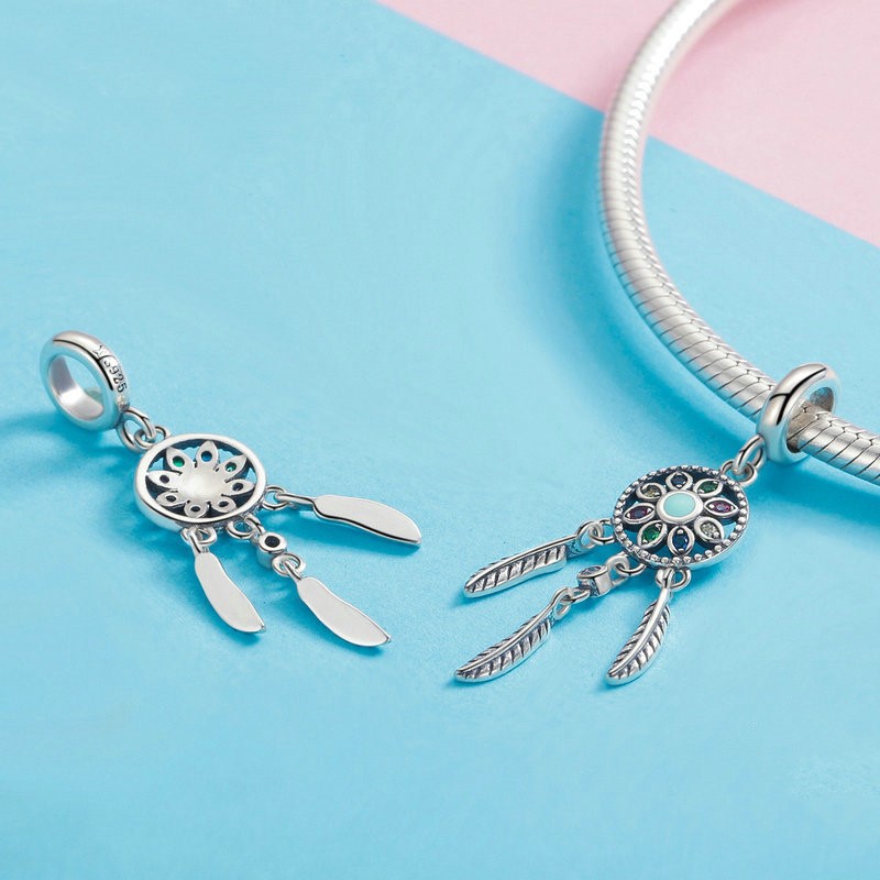 Dream Catcher Silver Pendant Beaded Bracelet