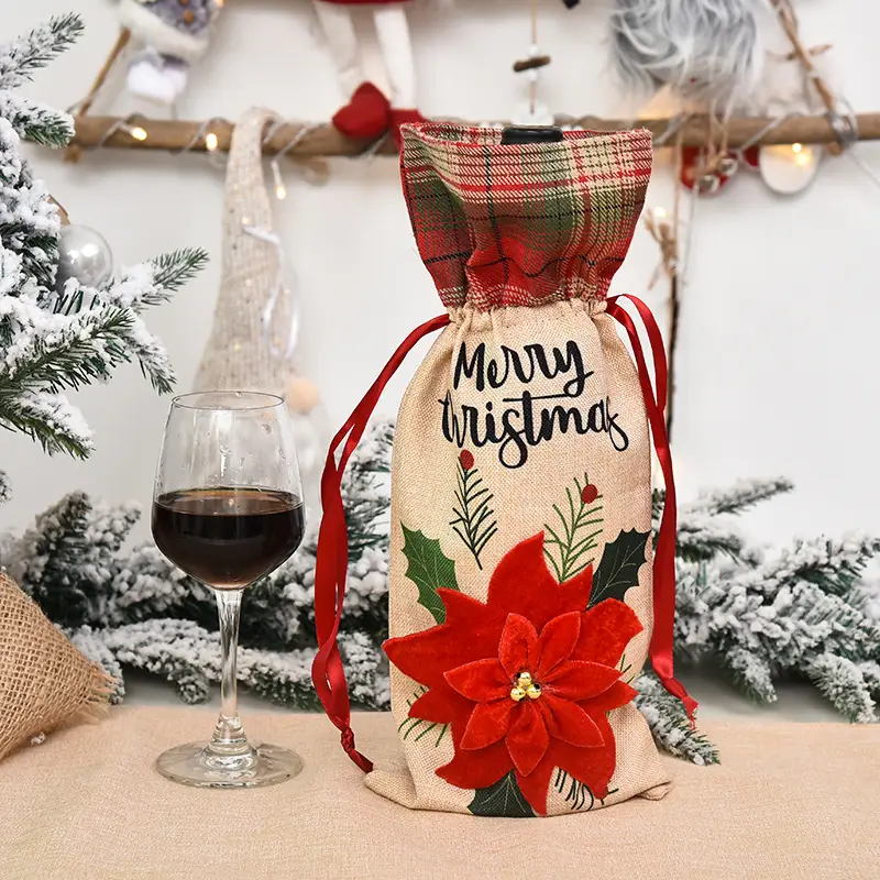 Christmas decoration wine set home furnishing wine bottle set — Flower