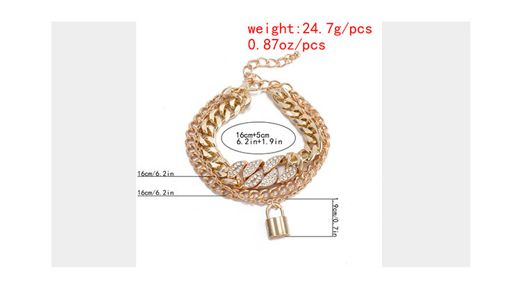 Multi-layer micro diamond lock pendant bracelet