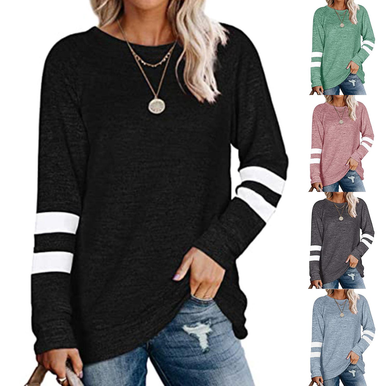 Ladies cuff print knit bottoming T-shirt