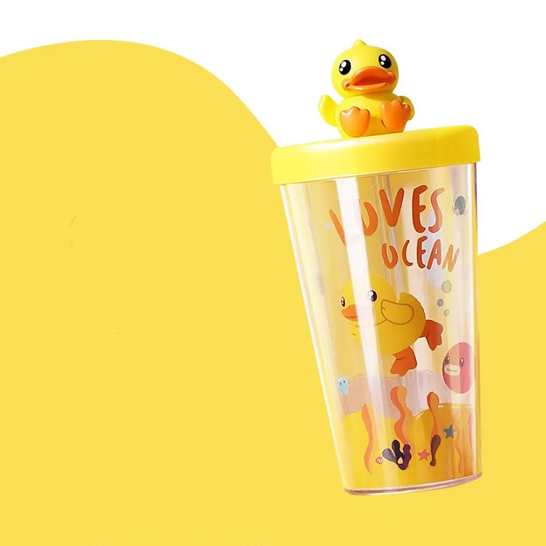 Little yellow duck figurine water cup - Yellow