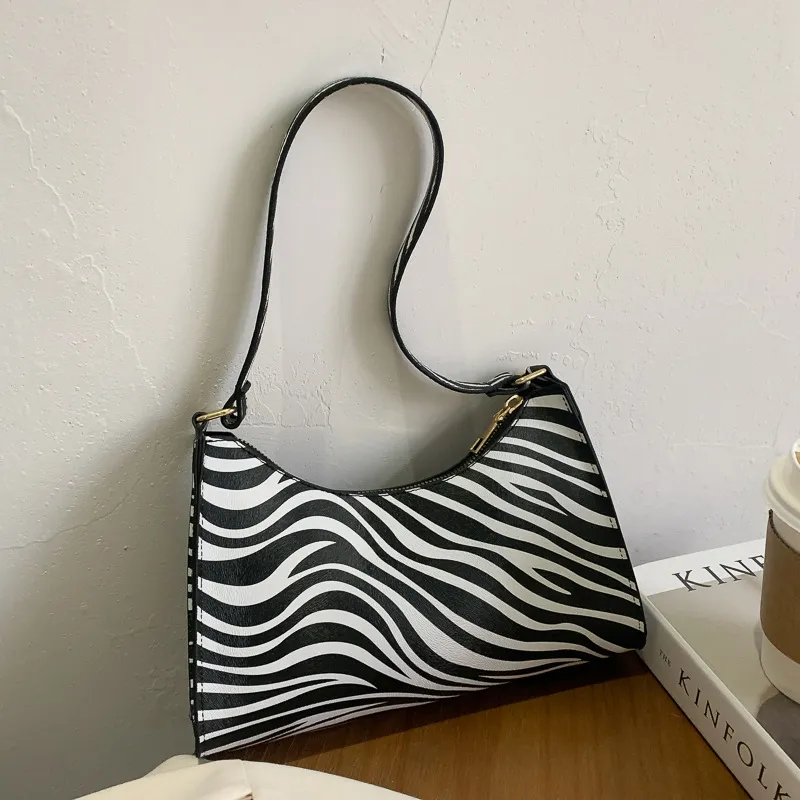 Fashion striped spotted niche handbags leopard print underarm bag - Zebra