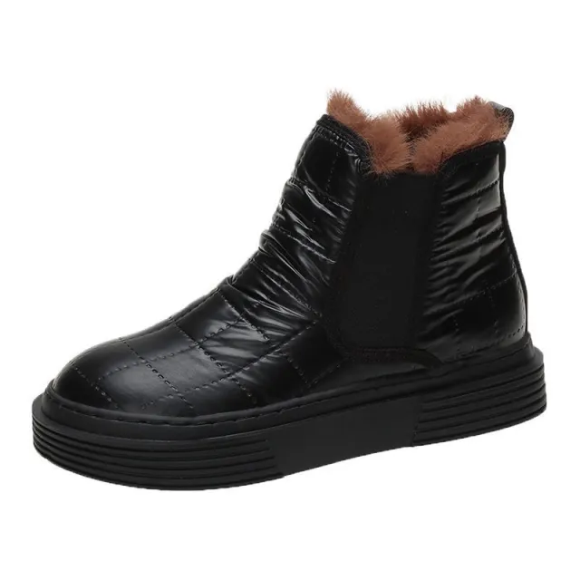 Anti slip platform and velvet one step snow boots Black - Shop at LoveMi