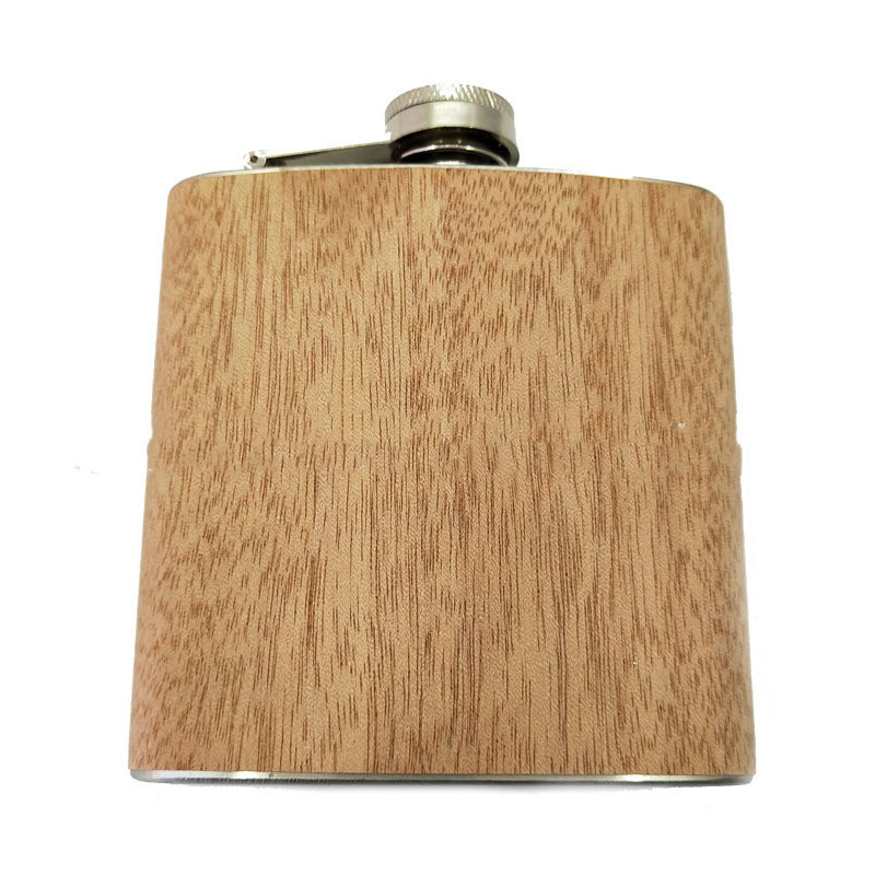 Veneer wood grain stainless steel hip flask small hip flask