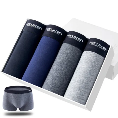 Men's Solid Color Cotton Boxer Shorts Sexy