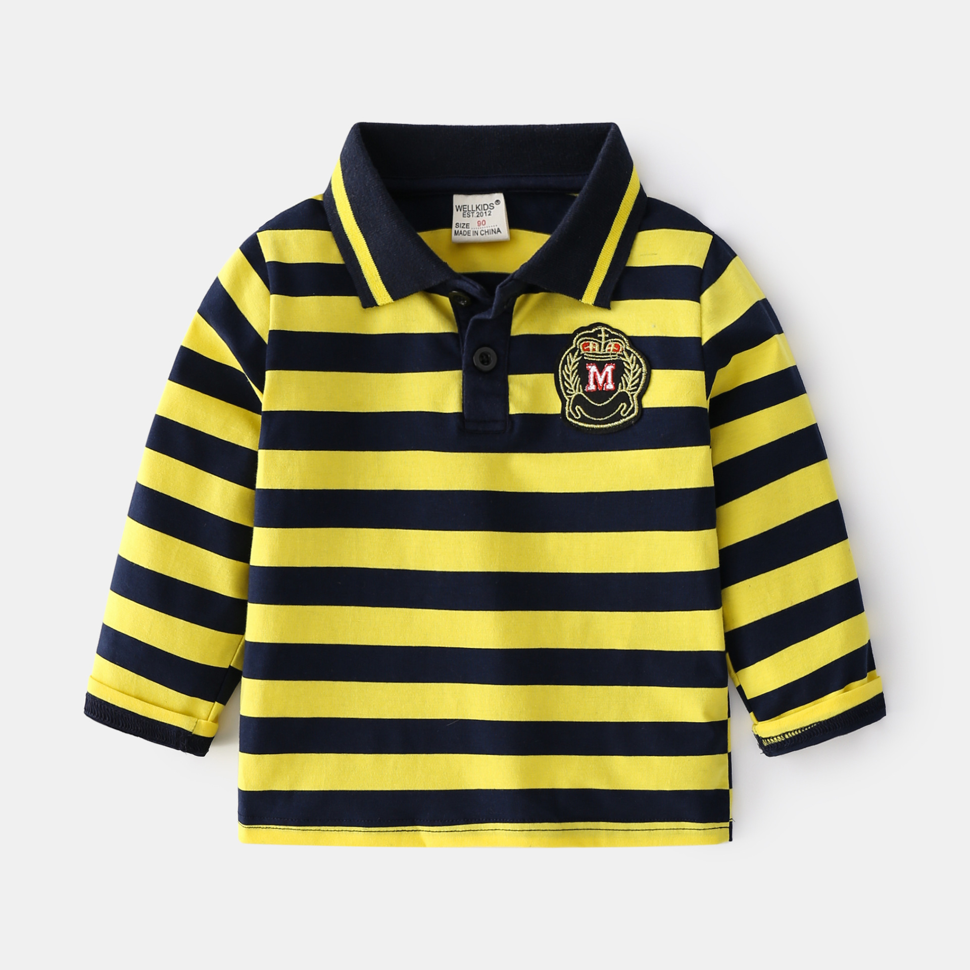 Spring and autumn striped long sleeve polo shirt — view 4
