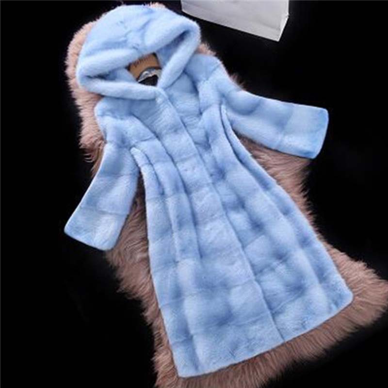 Mink Faux Fur Coat Blue - Shop at LoveMi