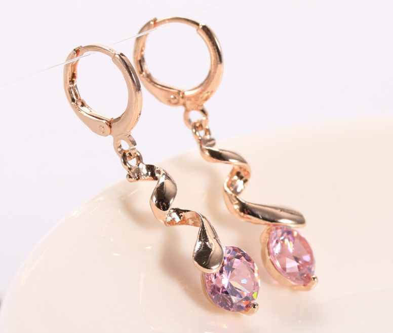 Gold-plated spiral earrings with stud earrings