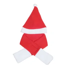 New Dog Christmas Hat Pet Clothing Hat Scarf Set Red - Red - View 1