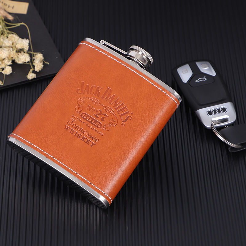 Creative personality stainless steel liquor barrel Yellow Leather - Shop at LoveMi