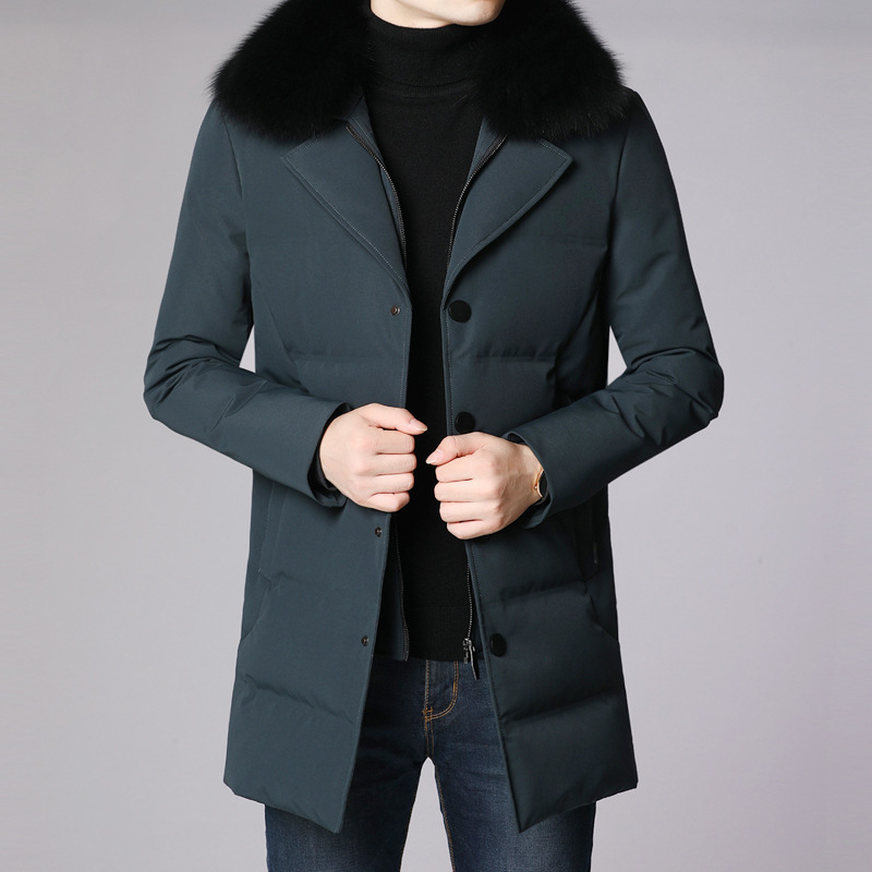 Mid-length thick warm casual hooded coat