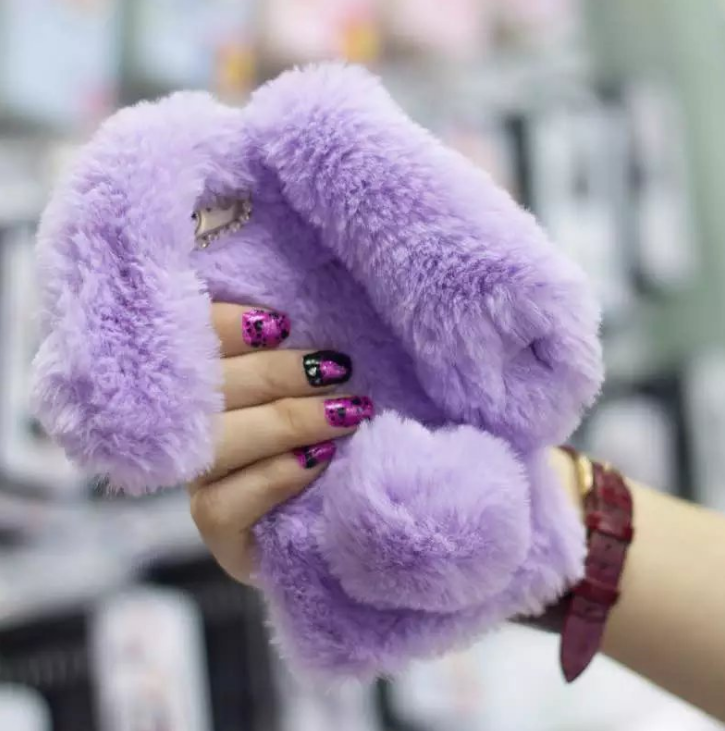 Fluffy Bunny Rabbit Fur Silicone Phone Cases — foto 3