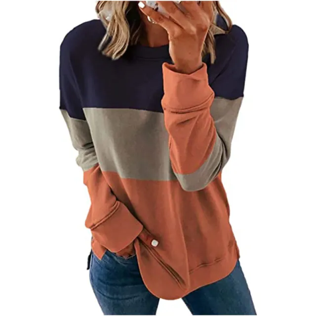 Round neck long sleeve casual loose women's sweater Orange - Shop at LoveMi