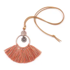 Hollow tassel pendant - Round Orange - View 1
