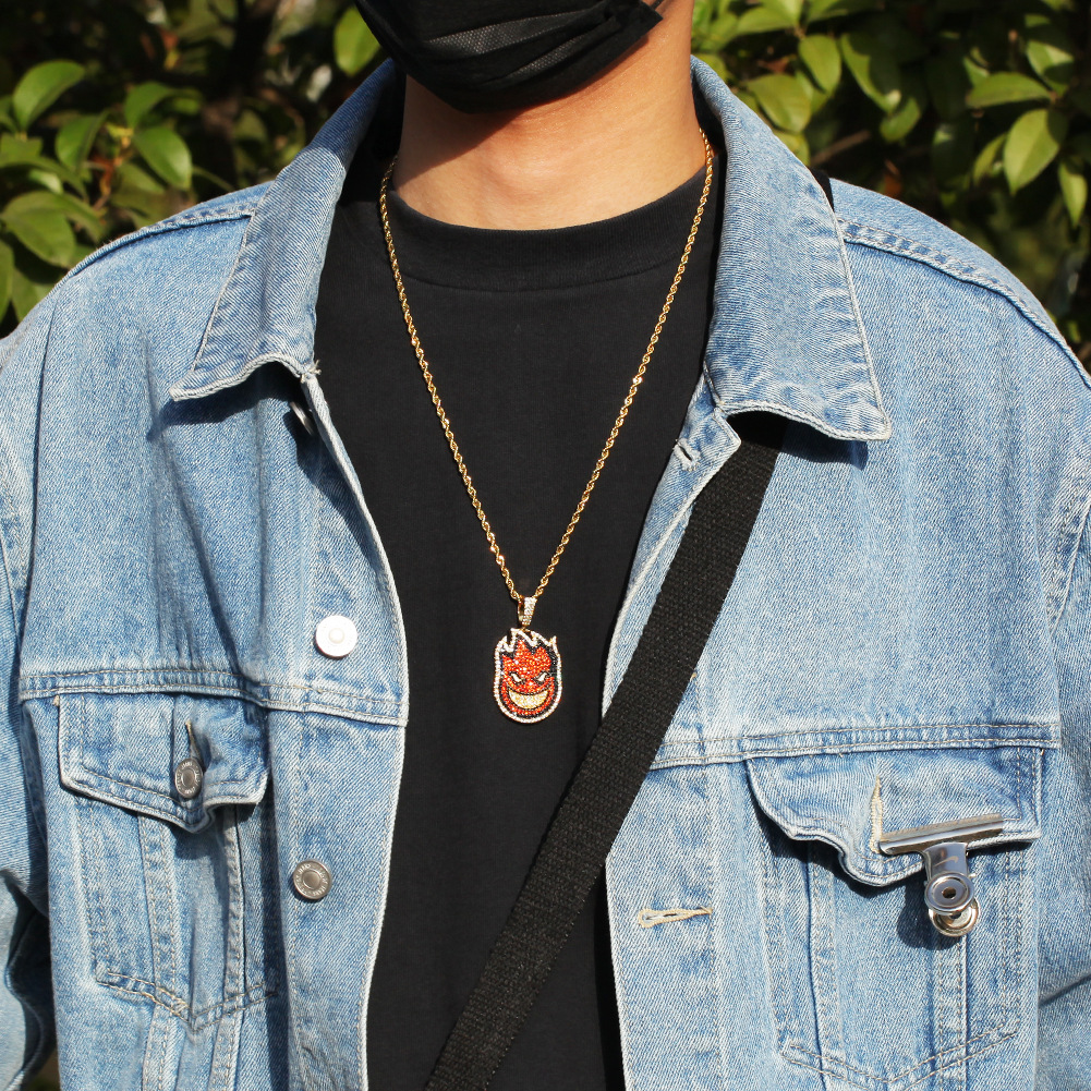 Fireman color zirconium pendant necklace