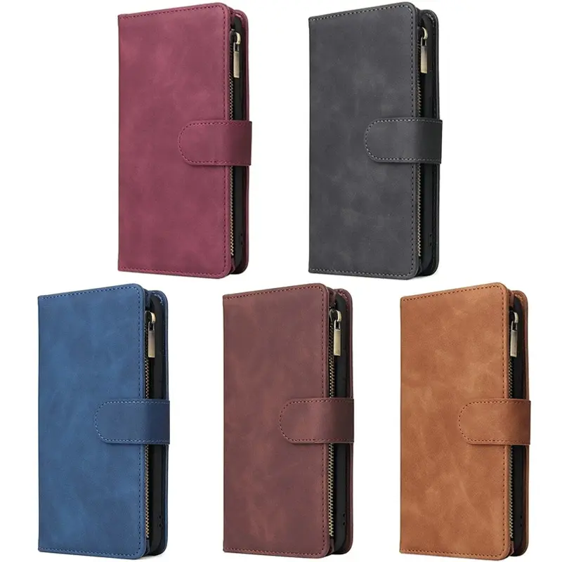 Multifunctional Zipper Mobile Phone Case Multi Card Wallet Leather